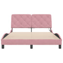 sengeramme med LED uden madras 140x200 cm velour pink