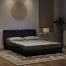 sengeramme med LED uden madras 160x200 cm velour sort