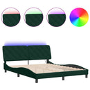sengeramme med LED uden madras 160x200 cm velour mørkegrøn