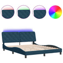sengeramme med LED uden madras 160x200 cm velour blå