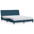 sengeramme med LED uden madras 160x200 cm velour blå