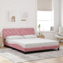 sengeramme med LED uden madras 160x200 cm velour pink