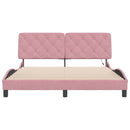 sengeramme med LED uden madras 160x200 cm velour pink