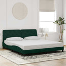 sengeramme med LED uden madras 180x200 cm velour mørkegrøn