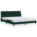 sengeramme med LED uden madras 180x200 cm velour mørkegrøn