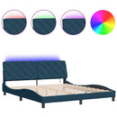 sengeramme med LED uden madras 180x200 cm velour blå