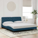 sengeramme med LED uden madras 180x200 cm velour blå