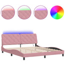 sengeramme med LED uden madras 180x200 cm velour pink