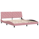 sengeramme med LED uden madras 180x200 cm velour pink