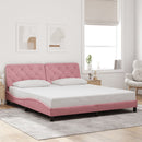 sengeramme med LED uden madras 180x200 cm velour pink