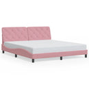sengeramme med LED uden madras 180x200 cm velour pink
