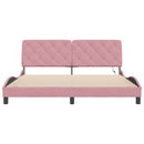 sengeramme med LED uden madras 180x200 cm velour pink