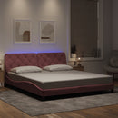 sengeramme med LED uden madras 180x200 cm velour pink