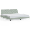 sengeramme med LED uden madras 200x200 cm velour lysegrå