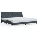 sengeramme med LED uden madras 200x200 cm velour mørkegrå