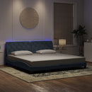 sengeramme med LED uden madras 200x200 cm velour mørkegrå