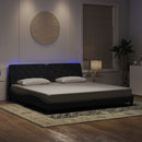 sengeramme med LED uden madras 200x200 cm velour sort