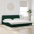 sengeramme med LED uden madras 200x200 cm velour mørkegrøn