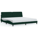 sengeramme med LED uden madras 200x200 cm velour mørkegrøn