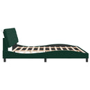 sengeramme med LED uden madras 200x200 cm velour mørkegrøn