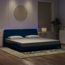sengeramme med LED uden madras 160x200 cm velour lyseblå