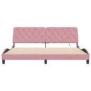 sengeramme med LED uden madras 200x200 cm velour lyserød