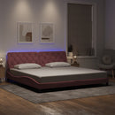 sengeramme med LED uden madras 200x200 cm velour lyserød