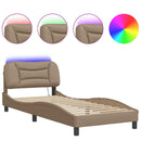 sengeramme med LED uden madras Hvar 80x200 cm cappuccinofarvet