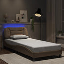 sengeramme med LED uden madras Hvar 80x200 cm cappuccinofarvet