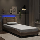 sengeramme med LED uden madras Hvar 90x190 cm cappuccinofarvet