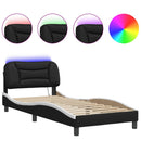 sengeramme med LED uden madras Hvar 90x200 cm sort og hvid