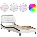 sengeramme med LED uden madras Hvar 90x200 cm hvid og sort