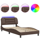 sengeramme med LED uden madras Hvar 100x200 cm brun