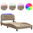 sengeramme med LED uden madras Hvar 100x200 cm cappuccinofarvet
