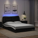 sengeramme med LED uden madras Hvar 140x200 cm sort og hvid