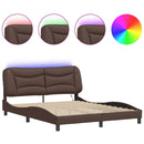sengeramme med LED uden madras Hvar 160x200 cm brun
