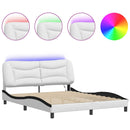 sengeramme med LED uden madras Hvar 160x200 cm hvid og sort