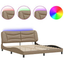 sengeramme med LED uden madras Hvar 180x200 cm cappuccinofarvet