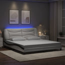 sengeramme med LED uden madras Hvar 180x200 cm sort og hvid