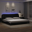 sengeramme med LED uden madras Hvar 200x200 cm sort og hvid