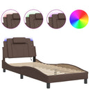 sengeramme Viana med LED uden madras 80x200 cm brun