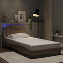 sengeramme Viana med LED uden madras 100x200 cm cappuccinofarvet