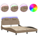 sengeramme Viana med LED uden madras 140x200 cm cappuccinofarvet