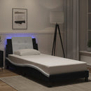 sengeramme med LED uden madras Zadar 80x200 cm sort og hvid