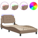 sengeramme med LED uden madras Zadar 90x190 cm cappuccinofarvet
