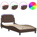 sengeramme med LED uden madras Zadar 100x200 cm brun