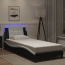 sengeramme med LED uden madras Zadar 100x200 cm sort og hvid