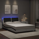 sengeramme med LED uden madras Zadar 140x200 cm hvid og sort