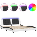 sengeramme med LED uden madras Zadar 180x200 cm sort og hvid