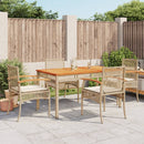 spisebordssæt til haven 5 dele med hynder polyrattan beige